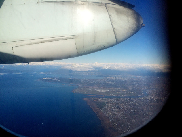 Airplane Window - Approaching Vancouver