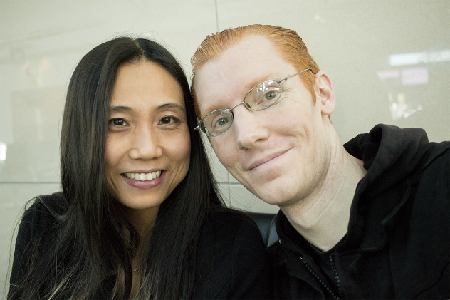 Peter and Hisako in the PDX Airport